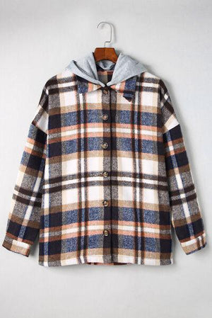 Fashion And Function Button Up Plaid Hooded Jacket-MXSTUDIO.COM