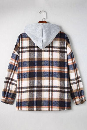 Fashion And Function Button Up Plaid Hooded Jacket-MXSTUDIO.COM