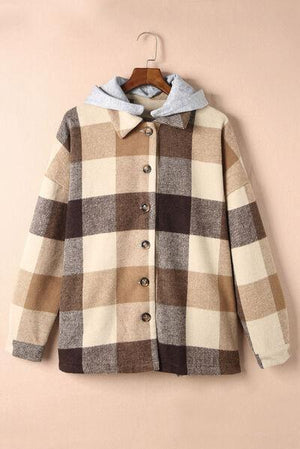 Fashion And Function Button Up Plaid Hooded Jacket-MXSTUDIO.COM