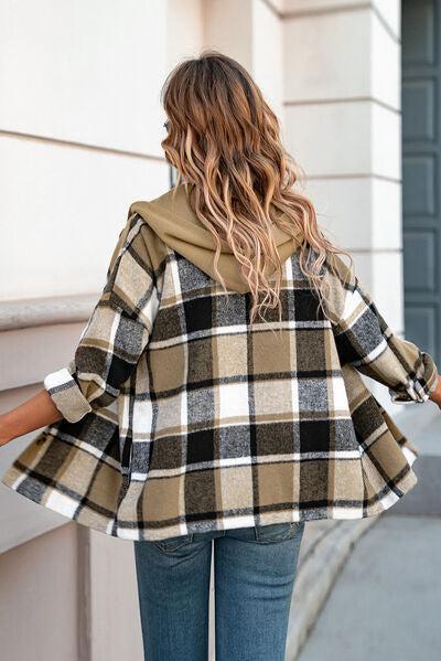 Fashion And Function Button Up Plaid Hooded Jacket-MXSTUDIO.COM