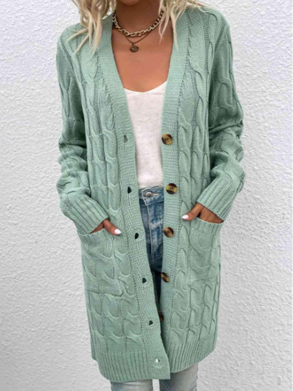 Fashion And Function Long Cardigan With Buttons-MXSTUDIO.COM