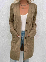 Fashion And Function Long Cardigan With Buttons-MXSTUDIO.COM