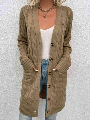 Fashion And Function Long Cardigan With Buttons-MXSTUDIO.COM