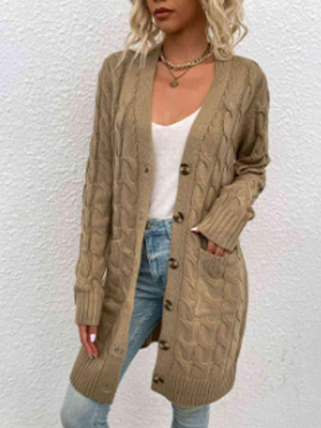 Fashion And Function Long Cardigan With Buttons-MXSTUDIO.COM