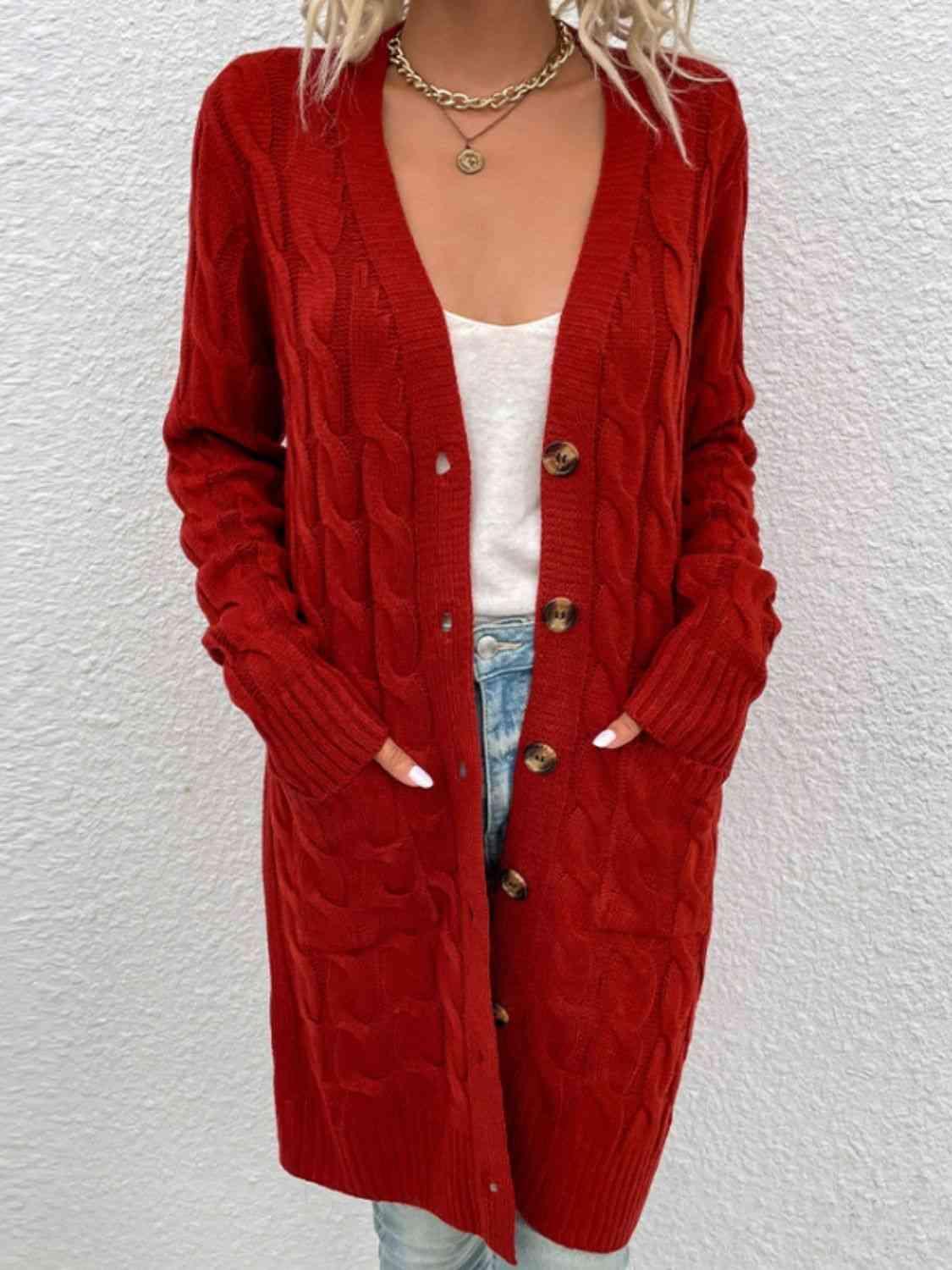 Fashion And Function Long Cardigan With Buttons-MXSTUDIO.COM