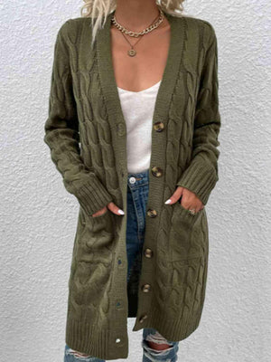 Fashion And Function Long Cardigan With Buttons-MXSTUDIO.COM