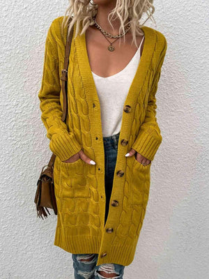 Fashion And Function Long Cardigan With Buttons-MXSTUDIO.COM