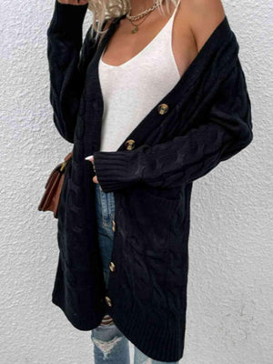 Fashion And Function Long Cardigan With Buttons-MXSTUDIO.COM