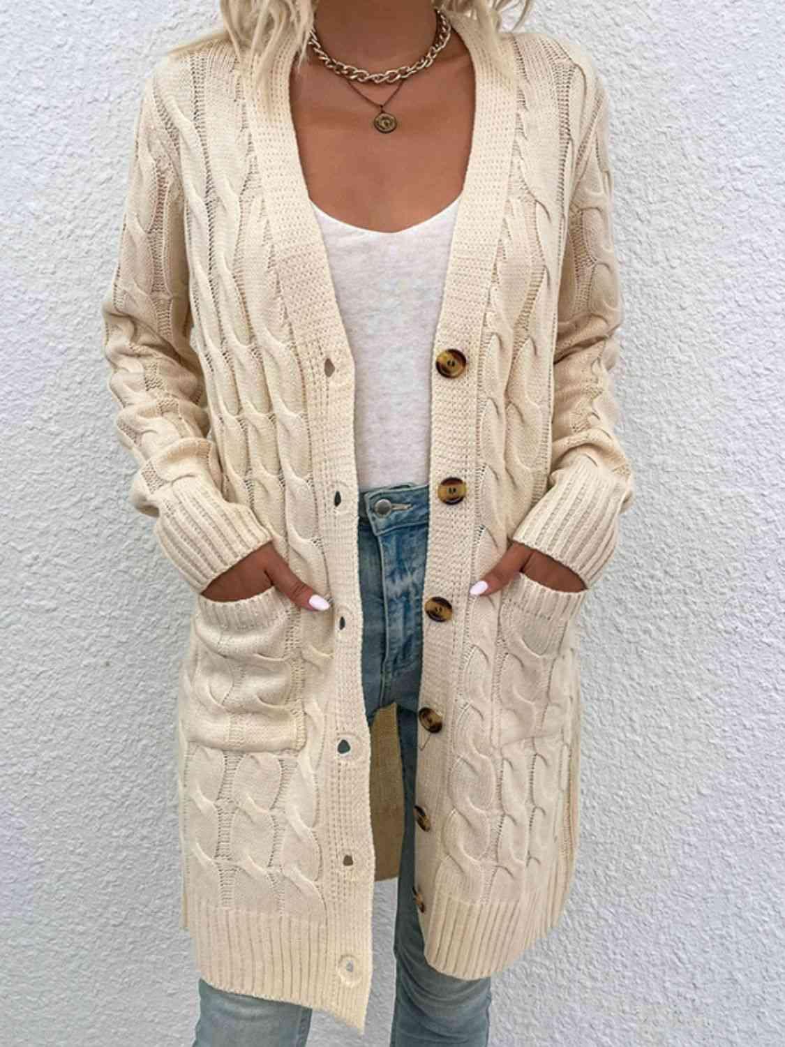 Fashion And Function Long Cardigan With Buttons-MXSTUDIO.COM