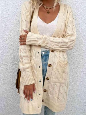 Fashion And Function Long Cardigan With Buttons-MXSTUDIO.COM