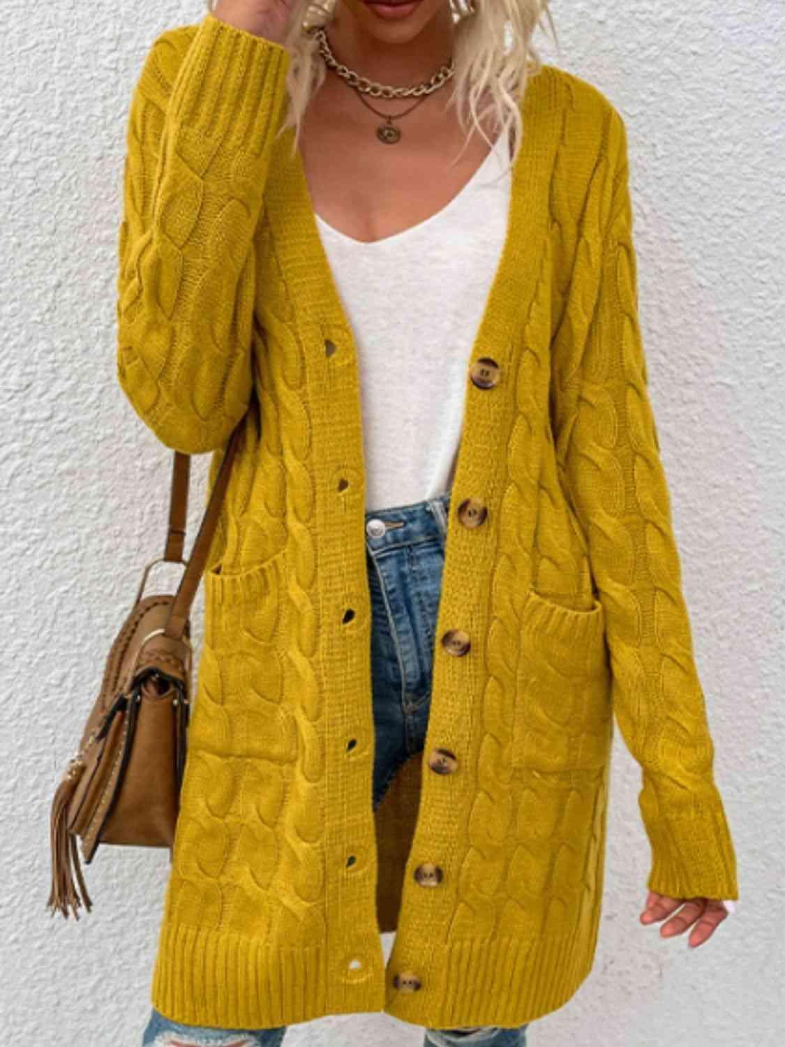 Fashion And Function Long Cardigan With Buttons-MXSTUDIO.COM