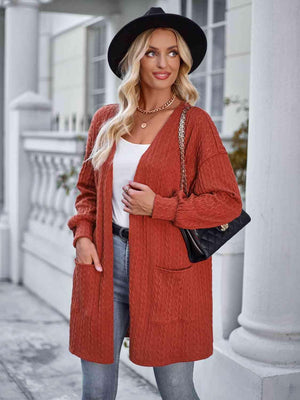 Fashion And Function Long Cardigan With Pockets - MXSTUDIO.COM