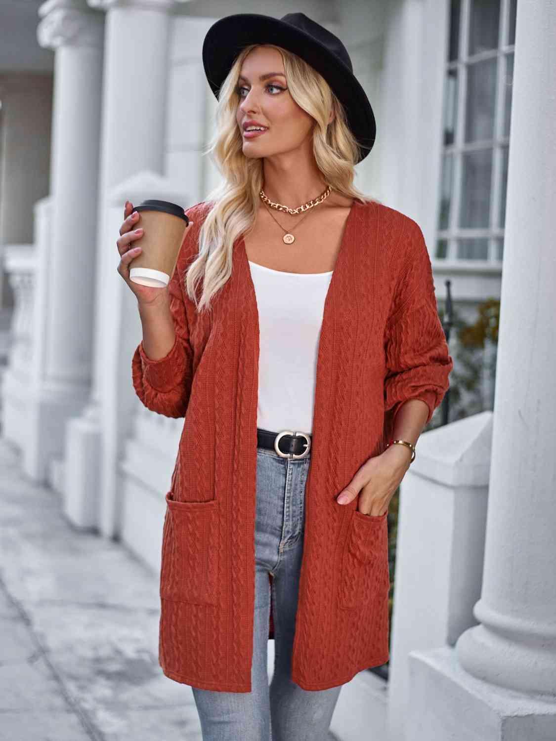 Fashion And Function Long Cardigan With Pockets - MXSTUDIO.COM