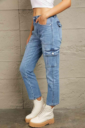 Fashion And Function Mid Rise Cargo Jeans - MXSTUDIO.COM