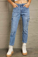 Fashion And Function Mid Rise Cargo Jeans - MXSTUDIO.COM