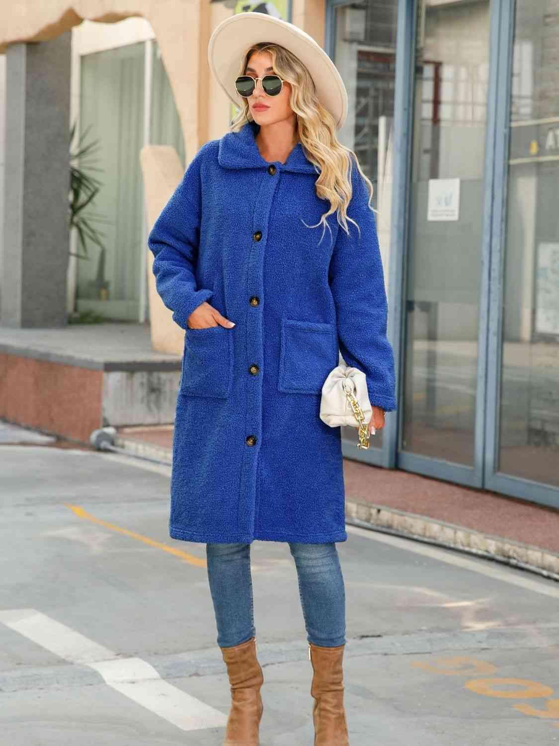 Fashion And Warmth Royal Blue Winter Coat-MXSTUDIO.COM