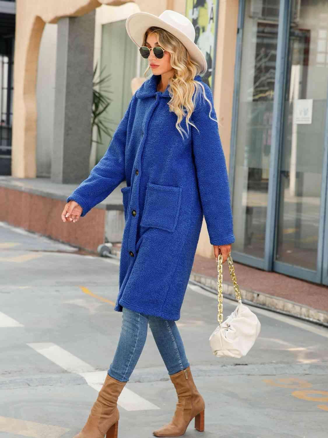 Fashion And Warmth Royal Blue Winter Coat-MXSTUDIO.COM