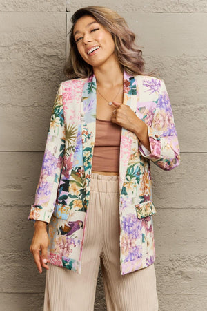 Fashion At Work Long Sleeve Floral Blazer - MXSTUDIO.COM