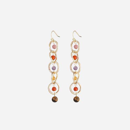 Fashion Centerpiece Beaded Dangle Earrings-MXSTUDIO.COM