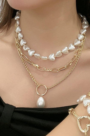 Fashion Flair Pearl And Chain Layered Necklace - MXSTUDIO.COM