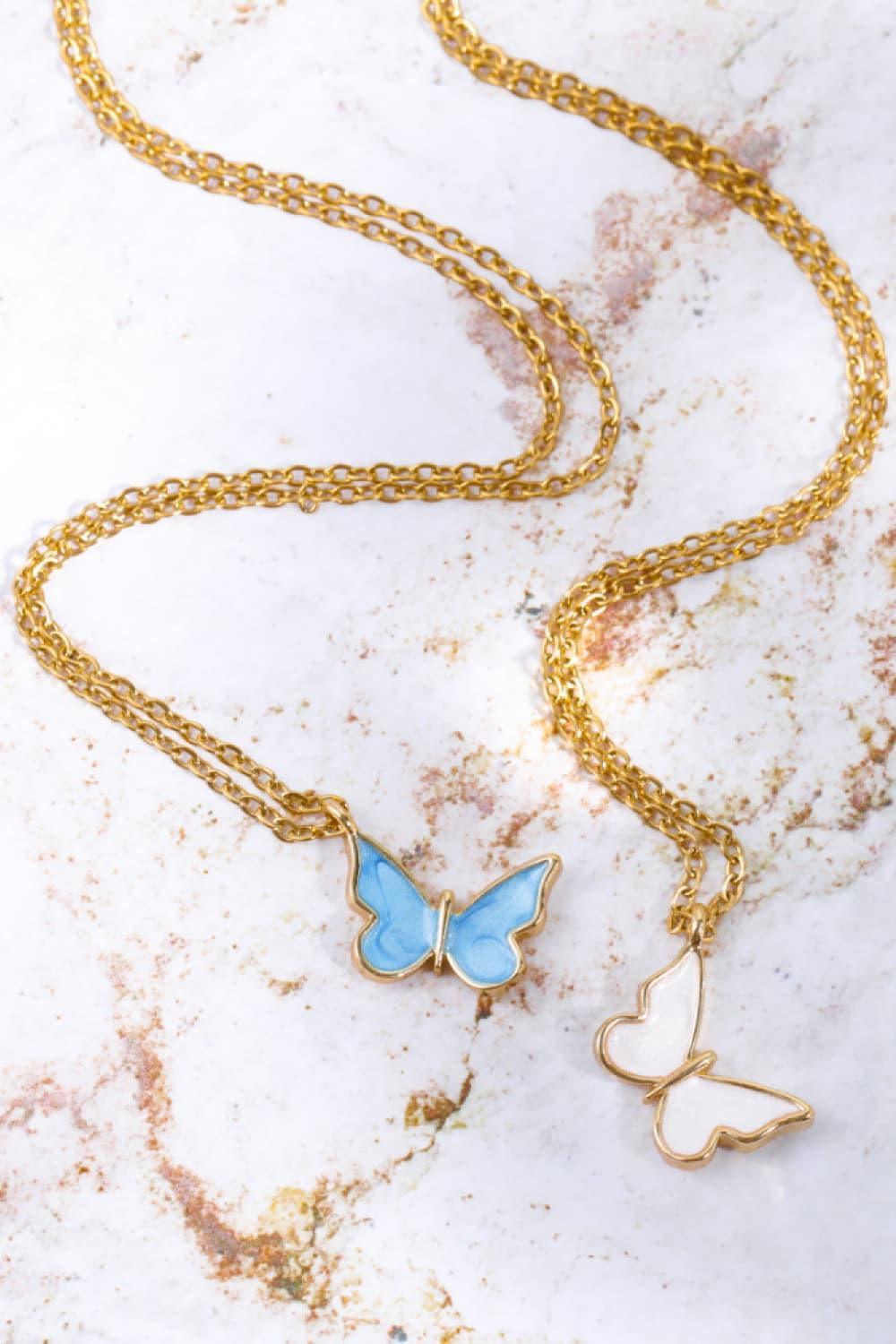 Fashion Focus 14K Gold-Plated Copper Butterfly Necklace - MXSTUDIO.COM