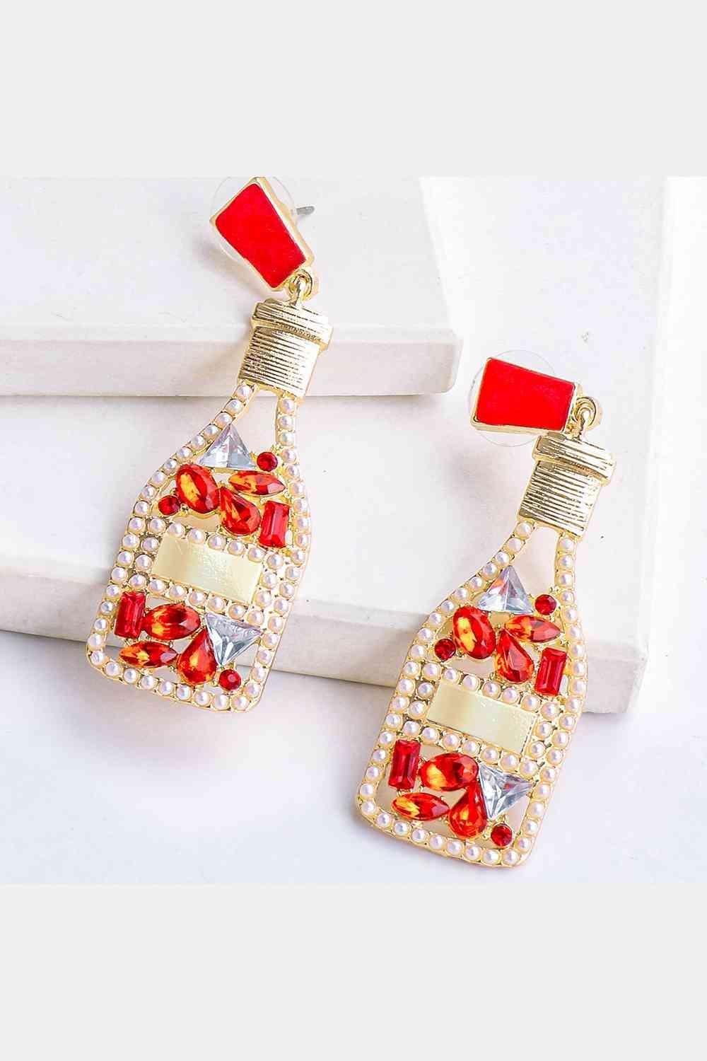 Fashion-Forward Acrylic Dangle Wine Bottle Earrings-MXSTUDIO.COM