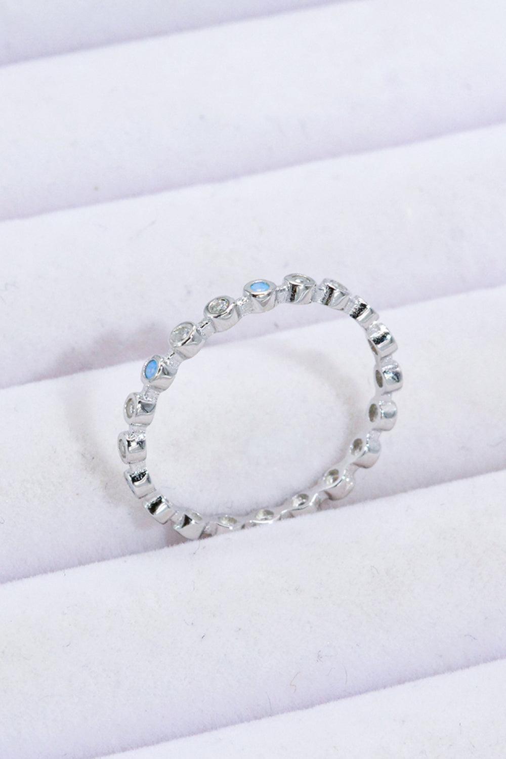 Fashion-Minded Pick Zircon Contrast Moonstone Ring - MXSTUDIO.COM