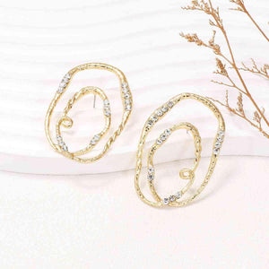 Fashion-Savvy Alloy & Rhinestone Geometric Earrings-MXSTUDIO.COM