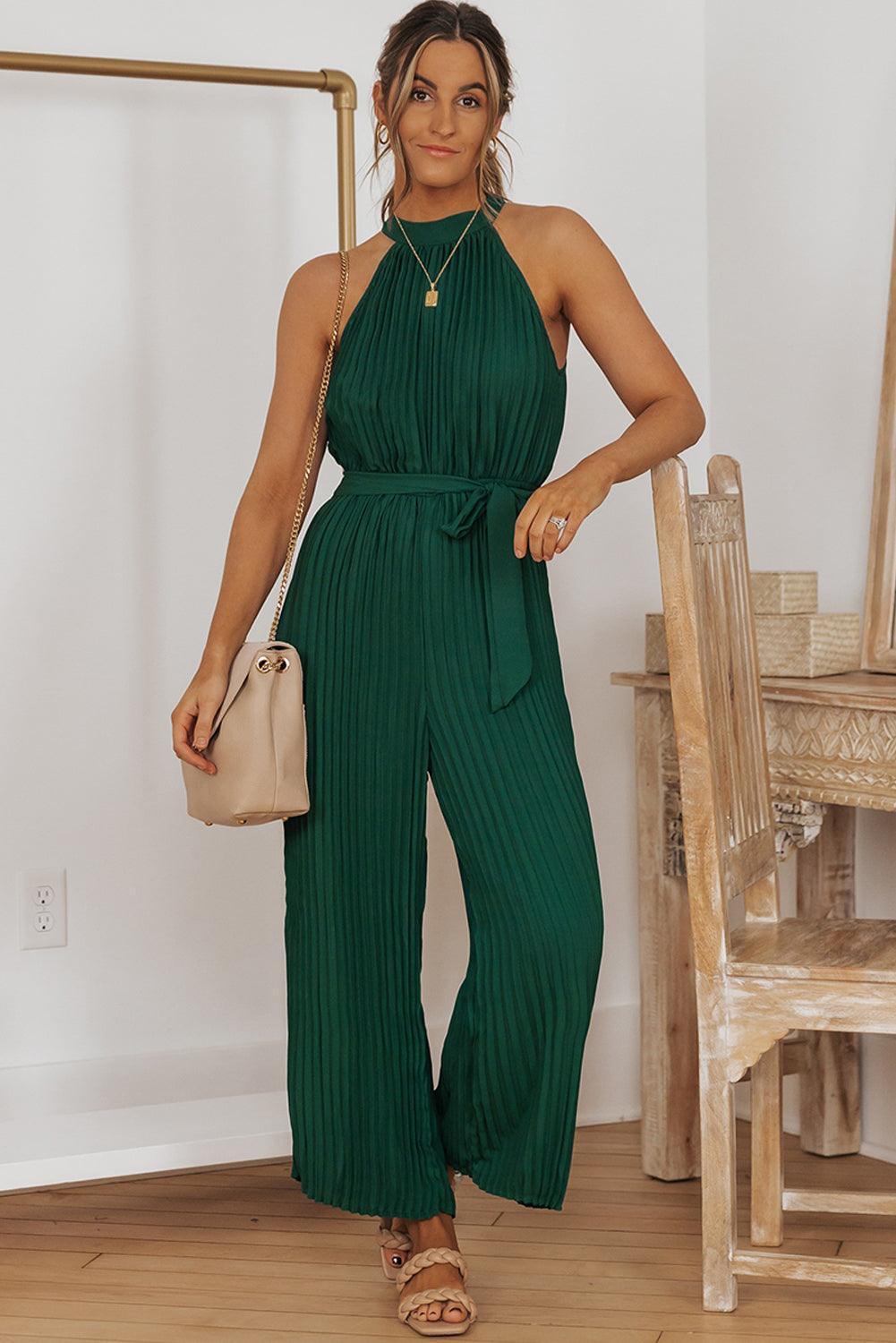 Fashion Savvy Belted Sleeveless Wide Leg Jumpsuit - MXSTUDIO.COM