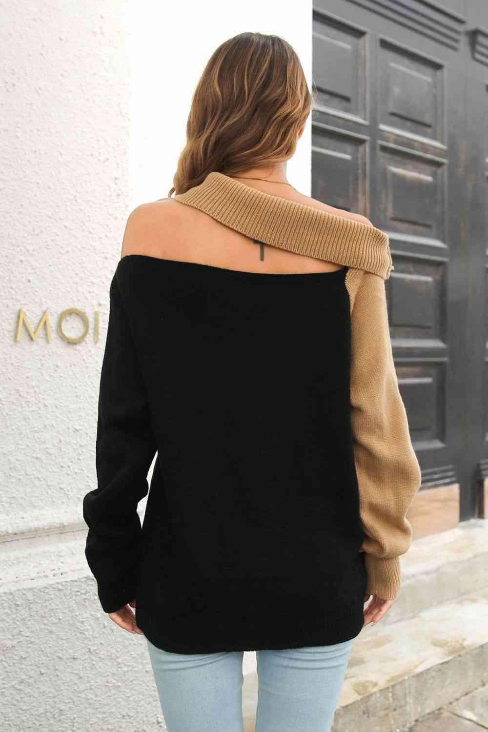 Fashion Savvy Ribbed Knit Off Shoulder Sweater - MXSTUDIO.COM
