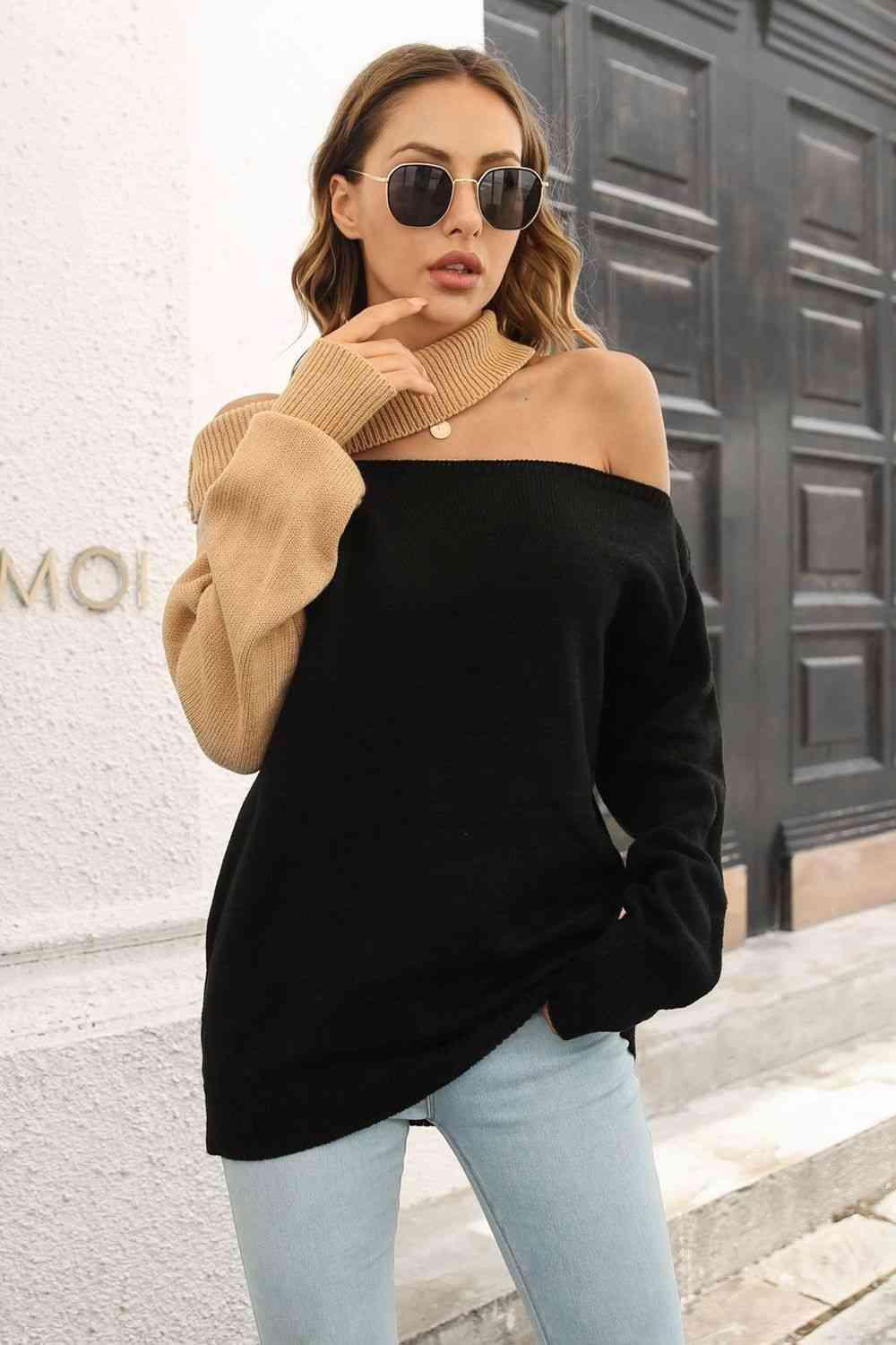 Fashion Savvy Ribbed Knit Off Shoulder Sweater - MXSTUDIO.COM