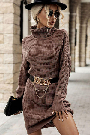 Fashion Savvy Turtleneck Mini Sweater Dress - MXSTUDIO.COM