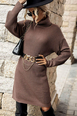 Fashion Savvy Turtleneck Mini Sweater Dress - MXSTUDIO.COM