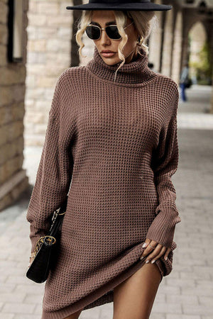 Fashion Savvy Turtleneck Mini Sweater Dress - MXSTUDIO.COM