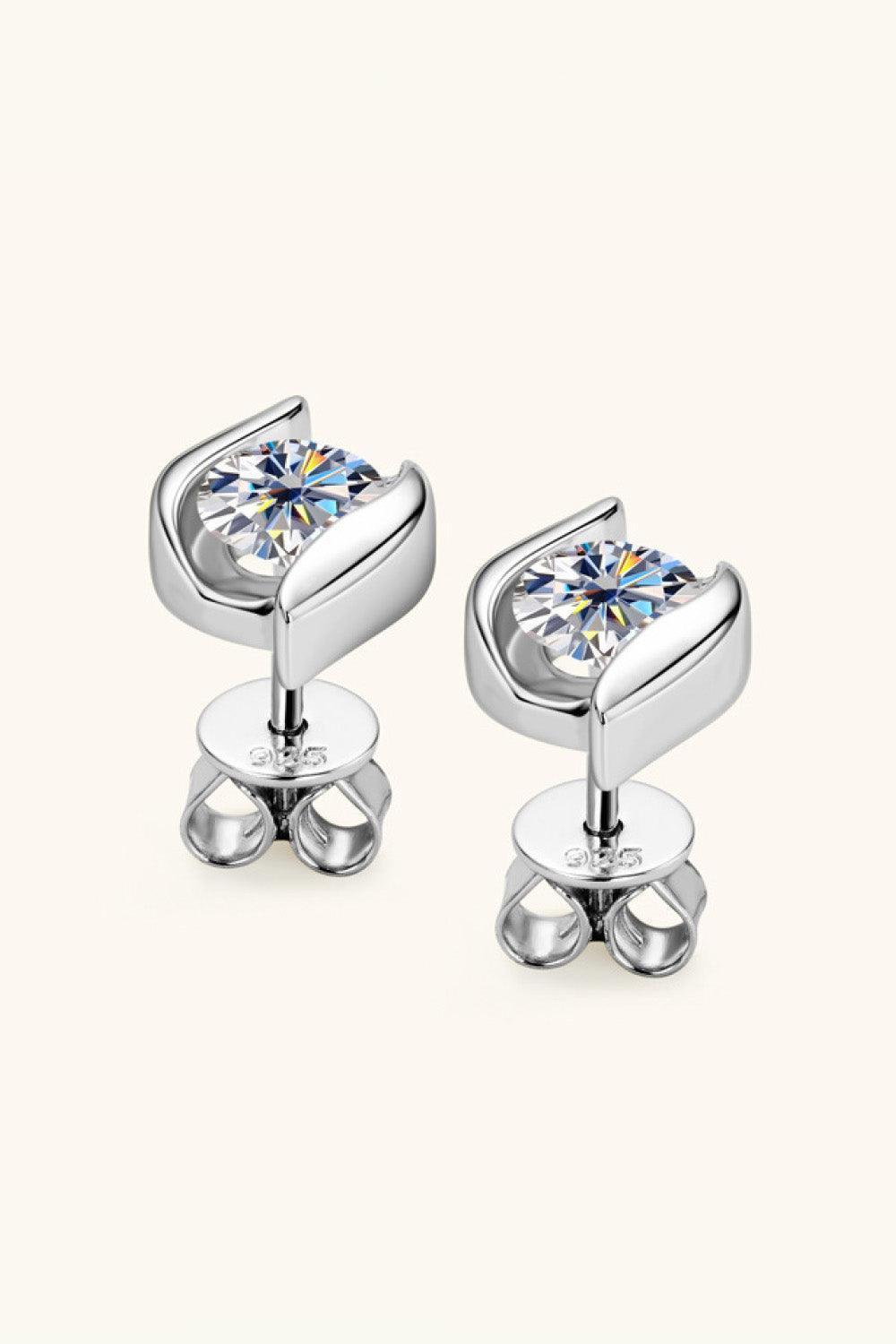 Fashion Wave 1 Carat Moissanite Stud Earrings - MXSTUDIO.COM