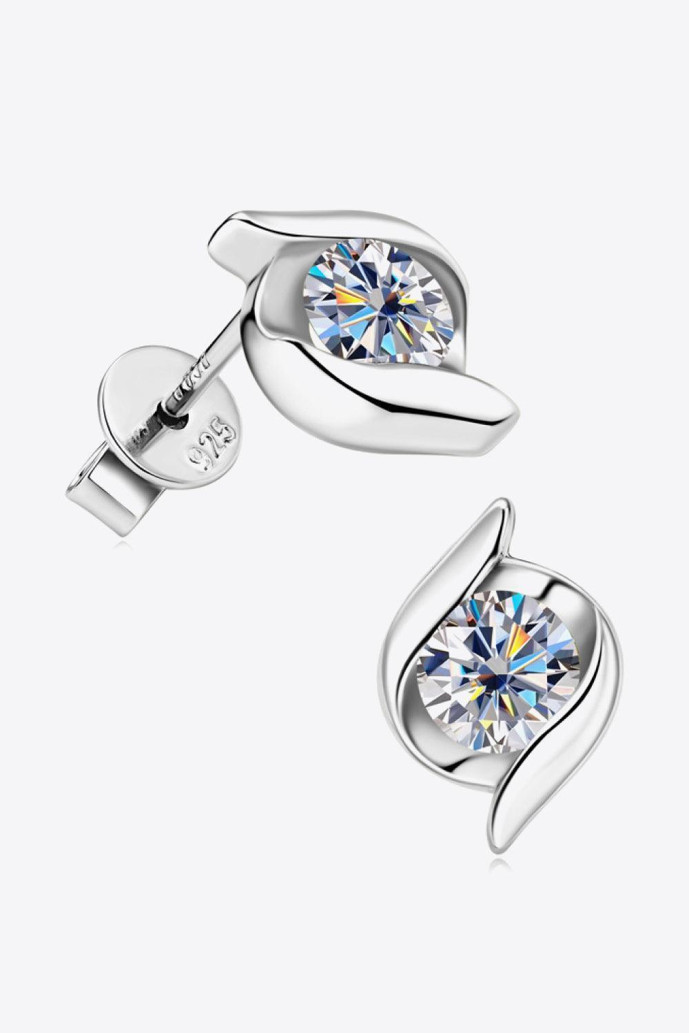 Fashion Wave 1 Carat Moissanite Stud Earrings - MXSTUDIO.COM