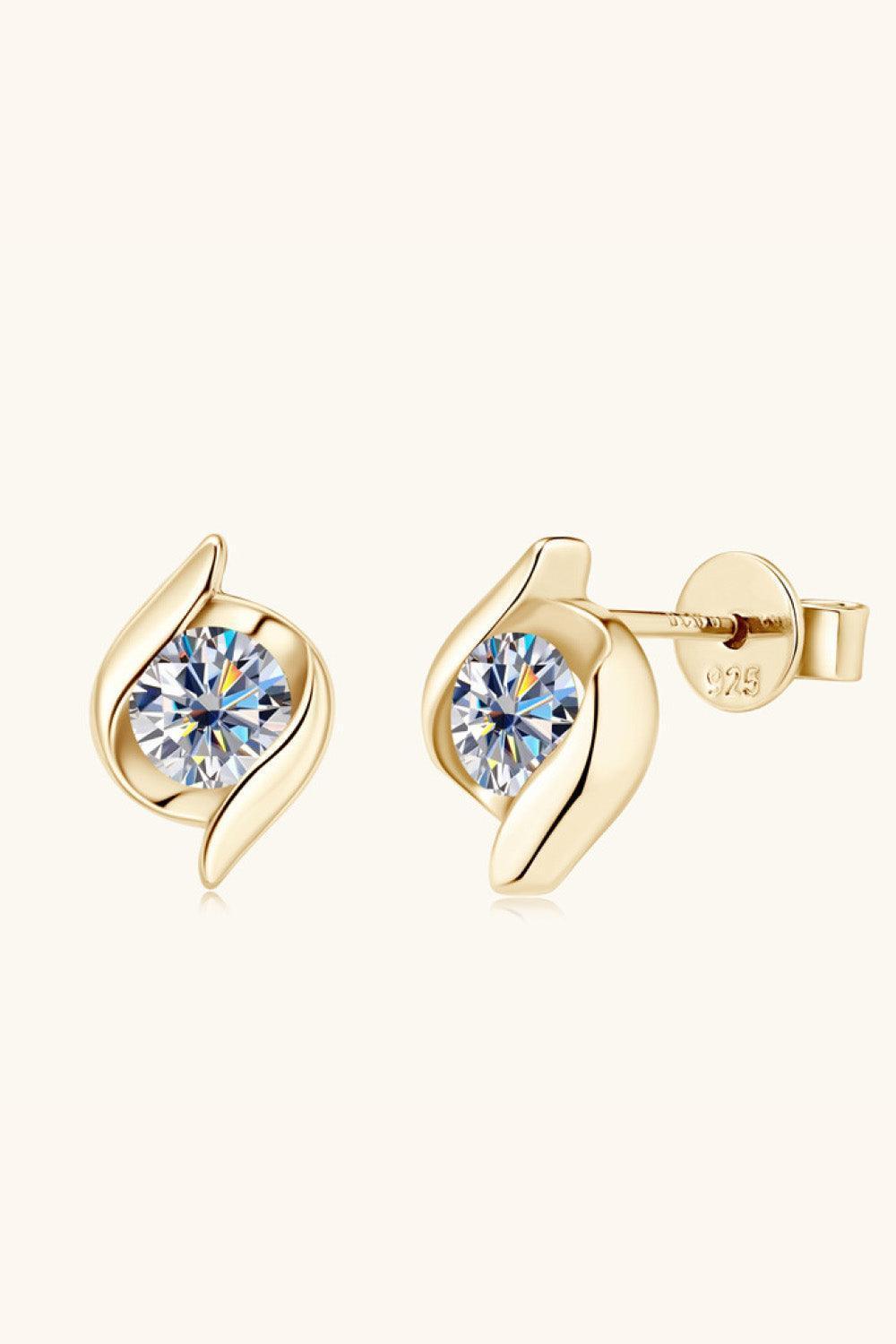 Fashion Wave 1 Carat Moissanite Stud Earrings - MXSTUDIO.COM