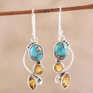 Fashionable Crafted Alloy Geometric Dangle Earrings-MXSTUDIO.COM