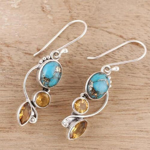 Fashionable Crafted Alloy Geometric Dangle Earrings-MXSTUDIO.COM