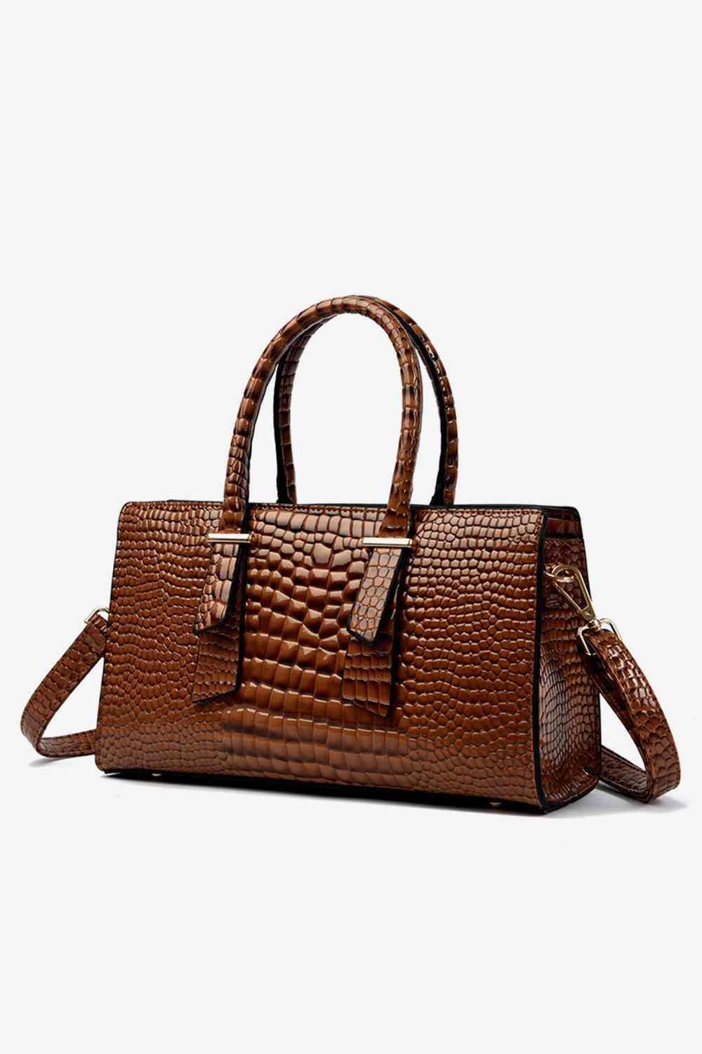 a brown handbag on a white background