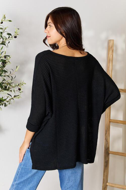 Fashionably Warm Black Long Sleeve Knit Top-MXSTUDIO.COM
