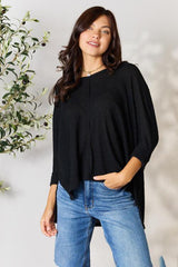 Fashionably Warm Black Long Sleeve Knit Top-MXSTUDIO.COM