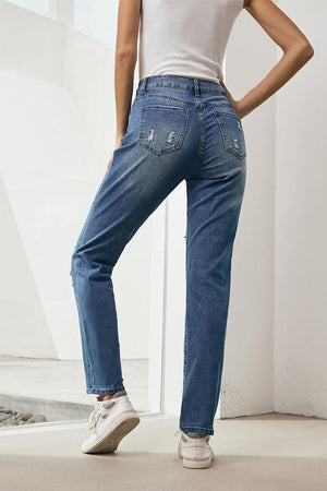 Fashionista Distressed High Waist Boyfriend Jeans - MXSTUDIO.COM