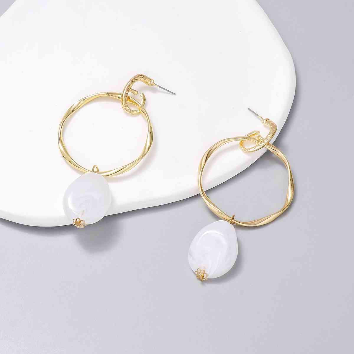 Favorable Alloy & Rhinestone Drop Hoop Earrings-MXSTUDIO.COM