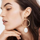 Favorable Alloy & Rhinestone Drop Hoop Earrings-MXSTUDIO.COM