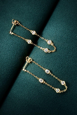 Favorable Sterling Silver Chain Moissanite Earrings - MXSTUDIO.COM