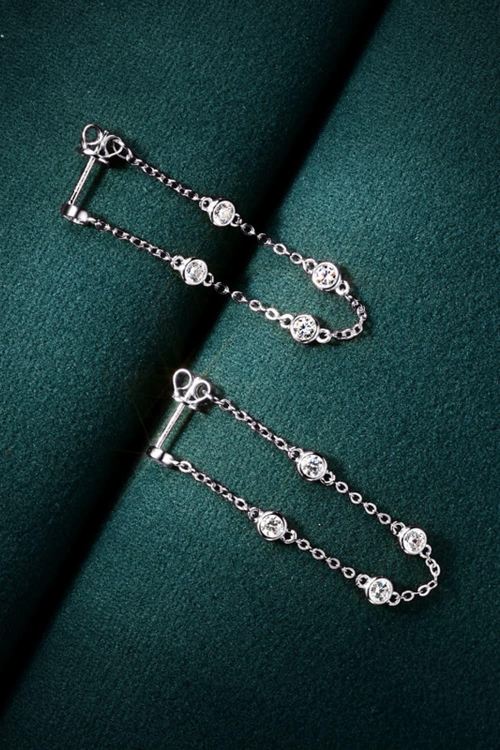 Favorable Sterling Silver Chain Moissanite Earrings - MXSTUDIO.COM