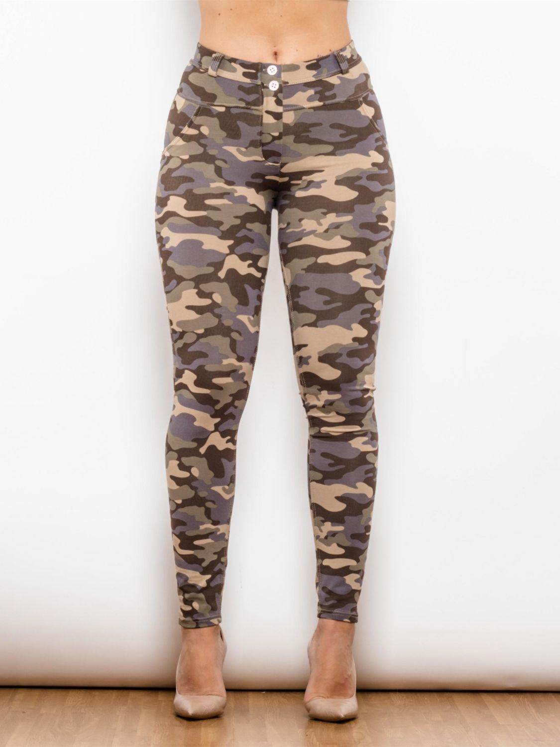 Fearless Buttoned Camouflage Leggings - MXSTUDIO.COM