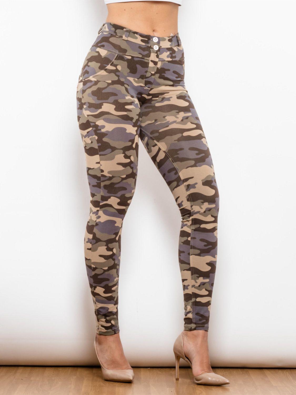 Fearless Buttoned Camouflage Leggings - MXSTUDIO.COM