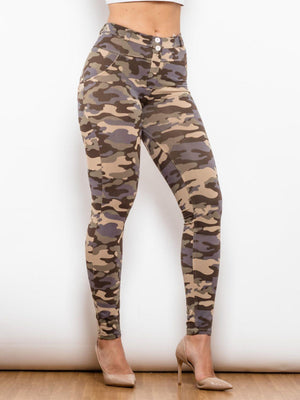 Fearless Buttoned Camouflage Leggings - MXSTUDIO.COM